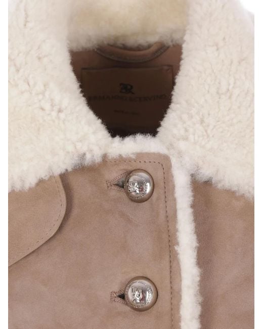Ermanno Scervino Brown Embroidered Sheepskin Jacket