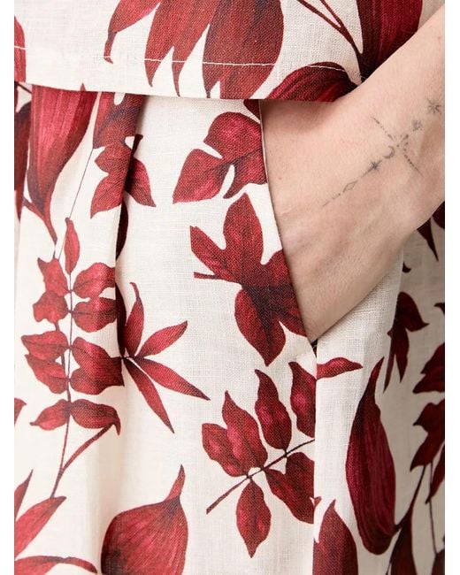 ViCOLO White Leaf-Print Wide-Leg Palazzo Pants