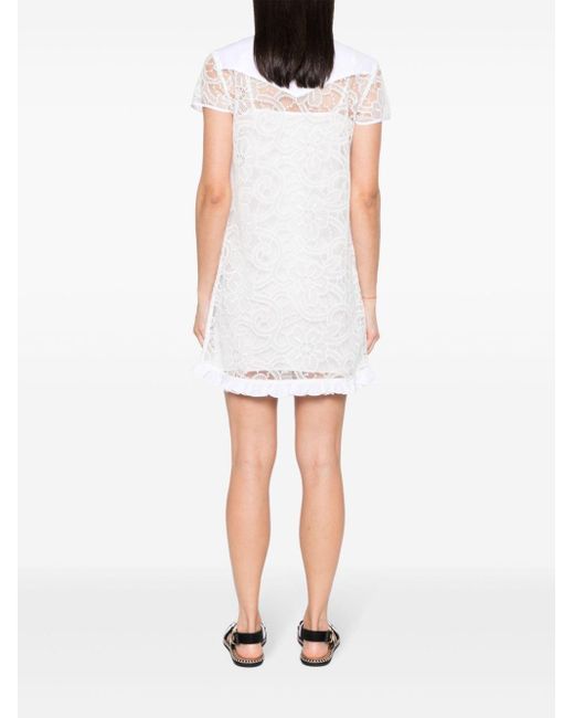 Twin Set Organza Mini-jurk Met Geborduurde Bloemen in het White