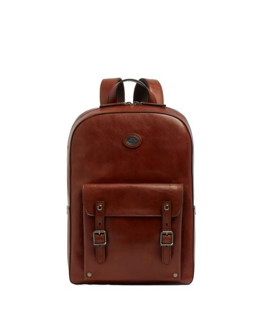 The Bridge Brown Buckle-Detail Leather Backpack for men