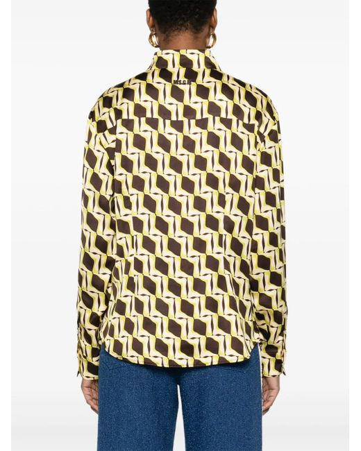 MSGM Natural Geometric-Print Shirt