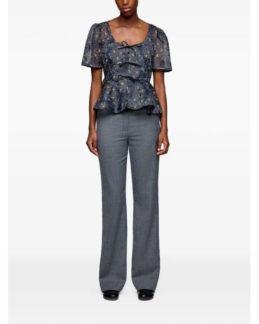 Ganni Blue Peplum Blouse