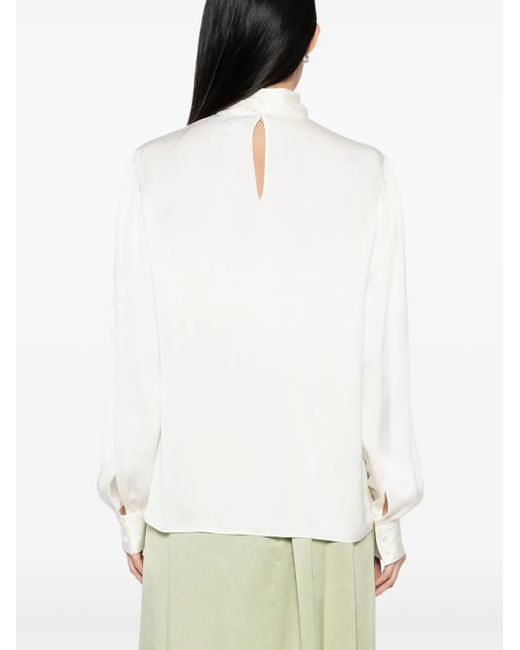 Tom Ford リボンディテール サテンブラウス White