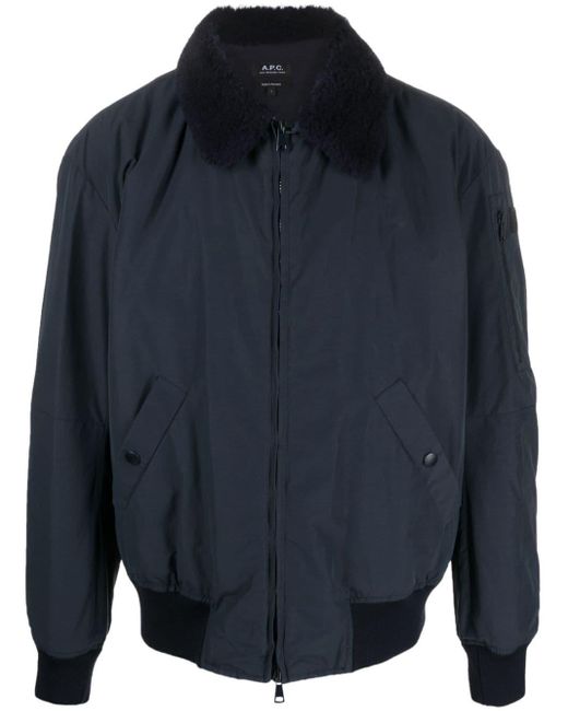 A.P.C. Blue Collared Bomber Jacket for men