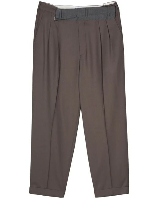 Magliano Gray Pleat-Detail Wide-Leg Trousers for men
