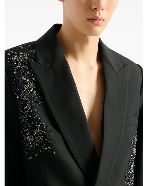 Balmain Black Double-Breasted Long-Sleeve Blazer for men