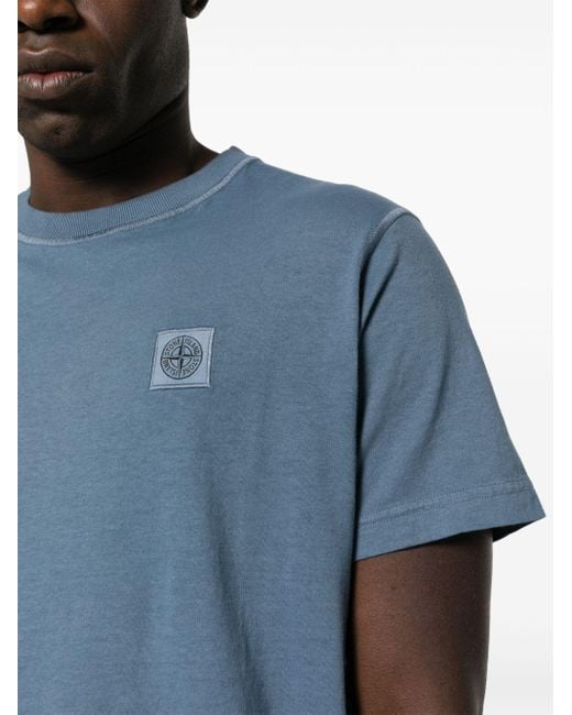 T-shirt con applicazione di Stone Island in Blue da Uomo