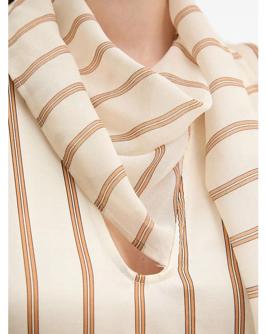 SIMONA CORSELLINI White Striped Scarf-Detail Blouse