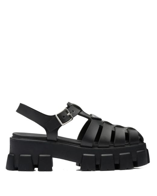 Prada Black Plateausandalen Monolith aus Gummi
