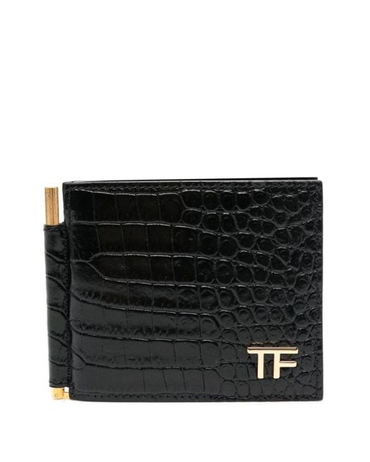 Tom Ford Black Crocodile-embossed Leather Wallet for men