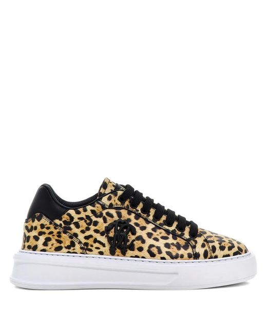 Roberto Cavalli Black Jaguar-Print Sneakers