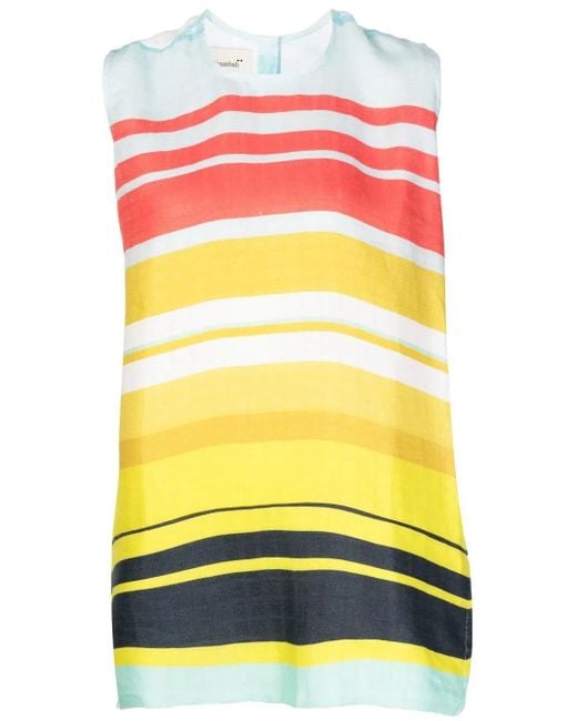 Tunica Smanicata A Righe di Bambah in Yellow