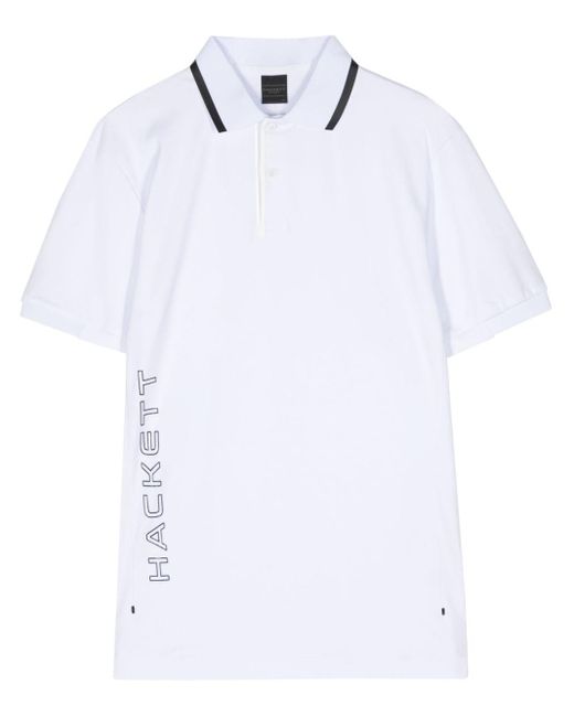 Hackett White Logo-print Cotton Polo Shirt for men