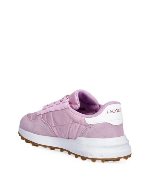 Lacoste Pink Elite Active Evo Quilted-Effect Suede-Trim Sneakers