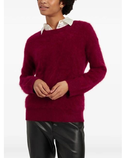 Chinti & Parker Red Brushed-Finish Crew-Neck Sweater