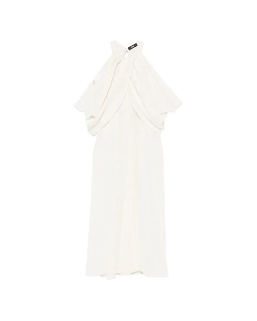 ELEH White Draped Halterneck Top