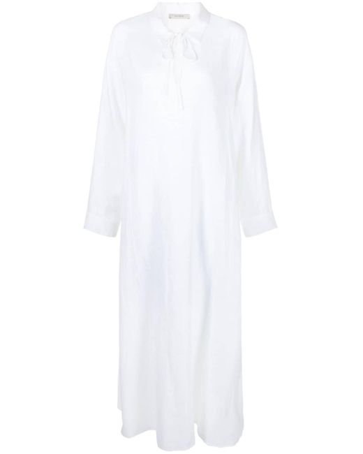 Asceno White Lisbon Linen Maxi Shirtdress