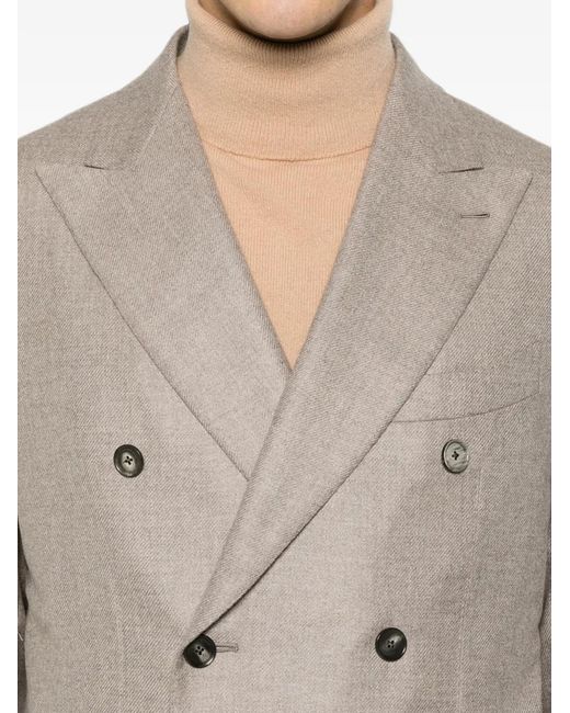 Caruso Natural Aida Double-Breasted Buttoned Blazer for men
