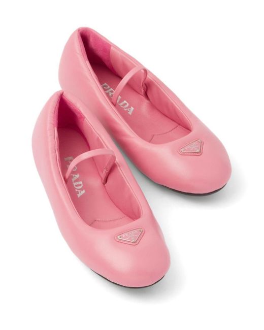 Prada Padded-design Ballerina Flats in Pink | Lyst