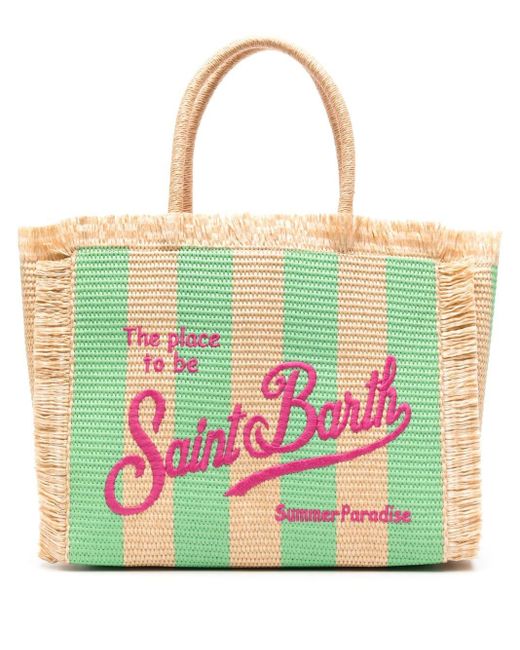 Vanity striped straw beach bag Mc2 Saint Barth de color Multicolor