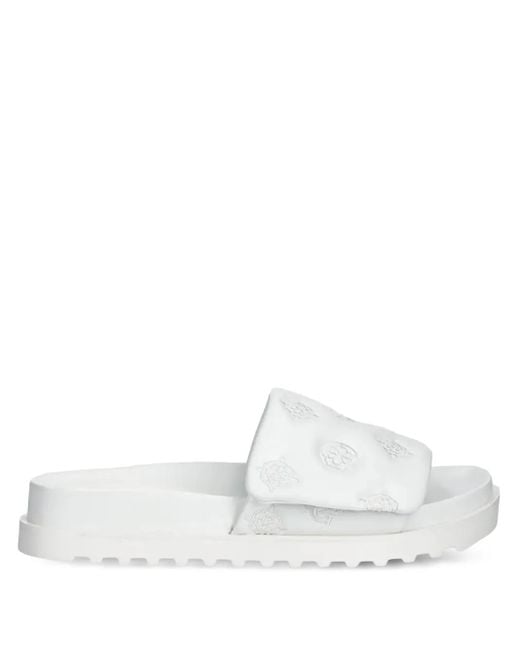 Guess White Fabio Embroidered Flat Sandals