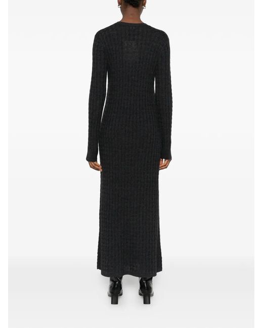 Totême Black Cable-Knit Maxi Dress