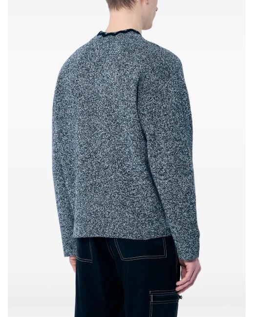 Nomarythm Textile Blue Speckled Crew-Neck Sweater for men