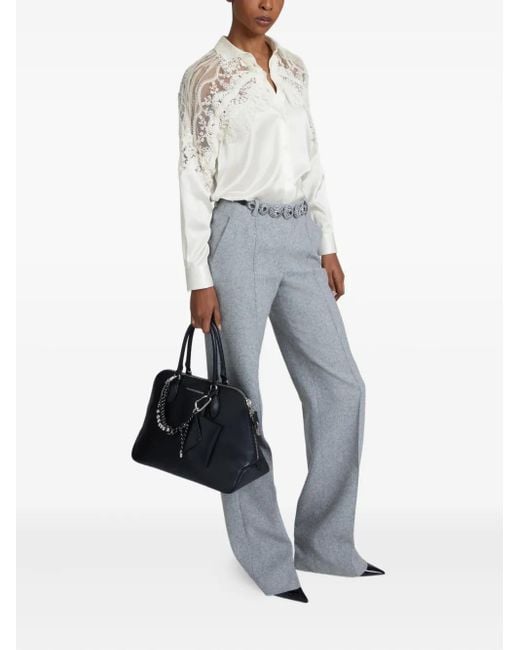 Ermanno Scervino White Lace-Detailed Silk Shirt