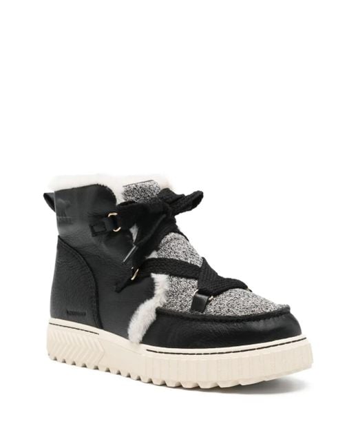 Sorel Black Ona Abe Lace-Up Ankle Boots