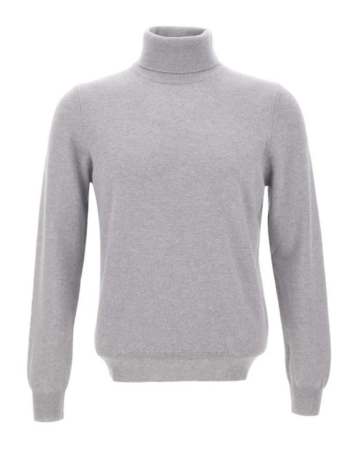 Gran Sasso Gray Ribbed Turtleneck Sweater for men