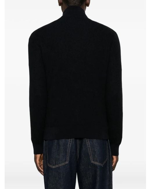 Brioni Black Half-Zip Knitted Sweater for men