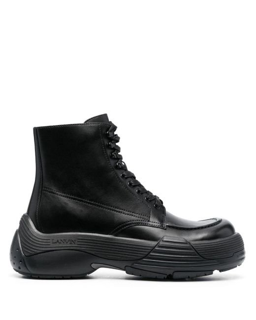 Lanvin Black Chunky Lace-up Boots for men