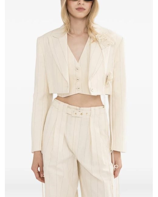 Nissa Natural Cropped Cotton Waistcoat