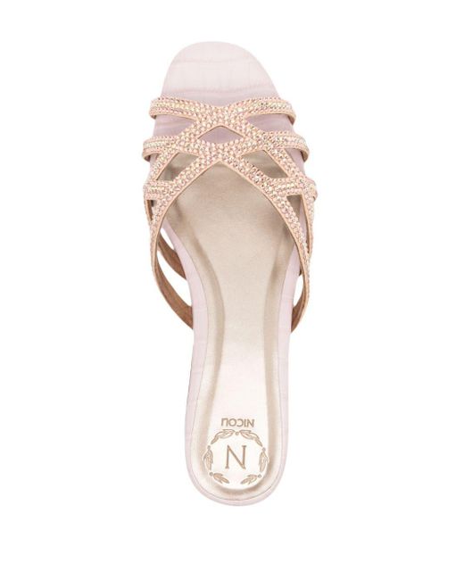 Nicoli Pink Zuri Crystal-embellished Sandals