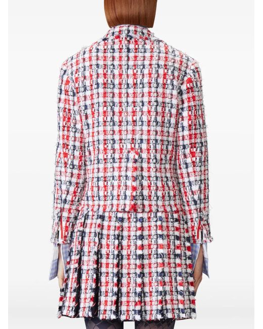 Thom Browne Red Gingham Satin Ribbon Tweed Sportcoat