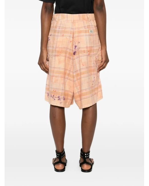 R13 Pink Jesse Plaid Carpenter Shorts