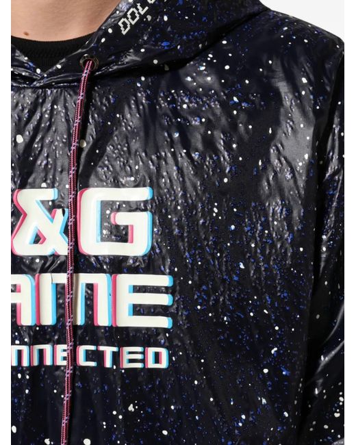 Dolce & Gabbana Blue D&G Game Splatter-Print Hoodie for men