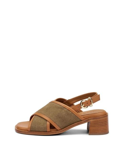 Frau Brown Crossover-Strap Block-Heel Sandals
