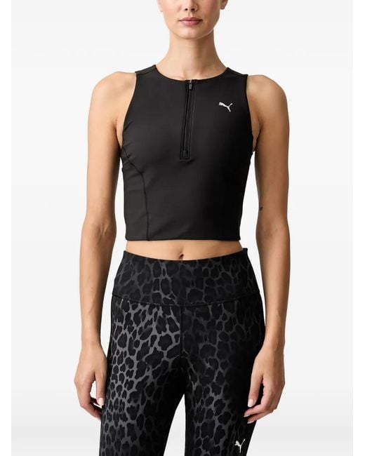 PUMA Black Lightstride Zip-Fastening Tank Top