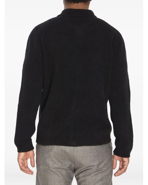 Barena Black Pointed-Collar Knitted Cardigan for men