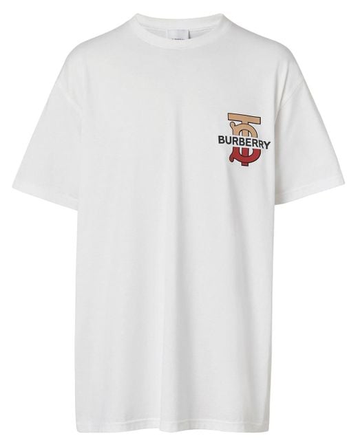 Camiseta con motivo de monograma Burberry de hombre de color White