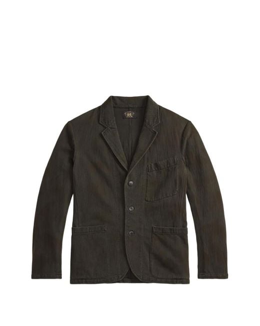 RRL Black Herringbone-Pattern Blazer for men