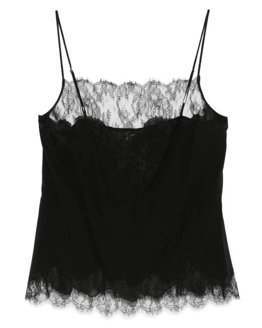 Camisola de seda con encaje Caudry Carine Gilson de color Black