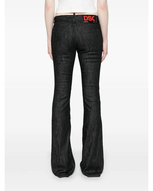 DSquared² Blue Flared Stretch Cotton Jeans With Mid-Rise And Distressed Effect
