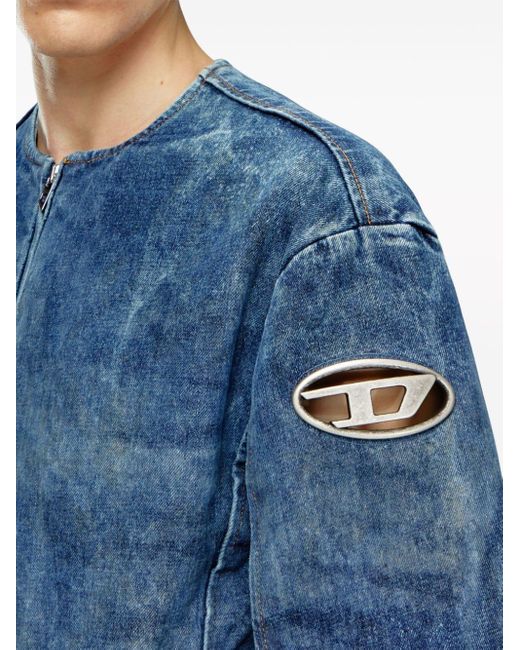 DIESEL Blue D-Calur-Fse Denim Jacket With Logo Plaque for men