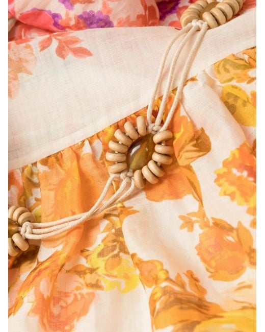 Zimmermann Multicolor Raie Floral-print Ramie Mini Dress X