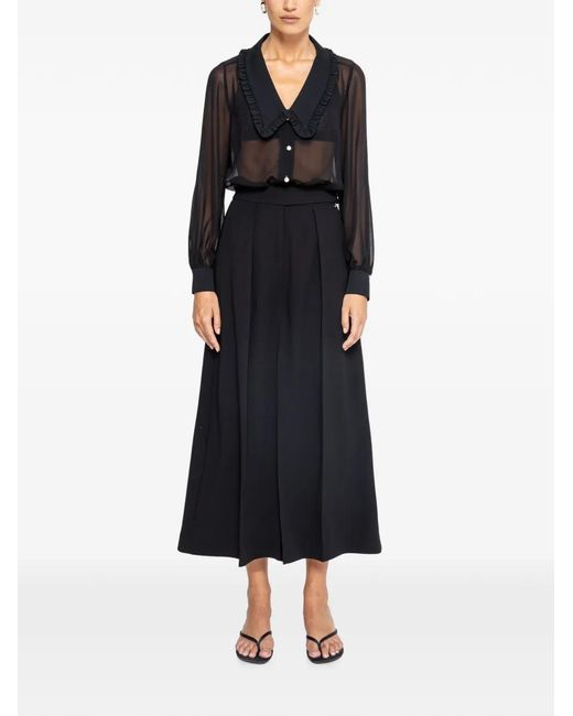 Nissa Black Pearl-Detail Chiffon Shirt