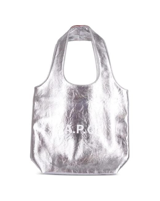 A.P.C. White Ninon Lettering Tote Bag