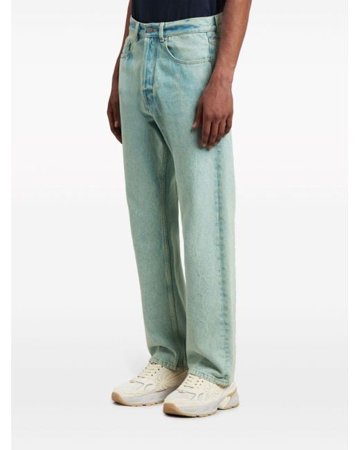 Palm Angels Blue Overdyed Wide-leg Jeans for men