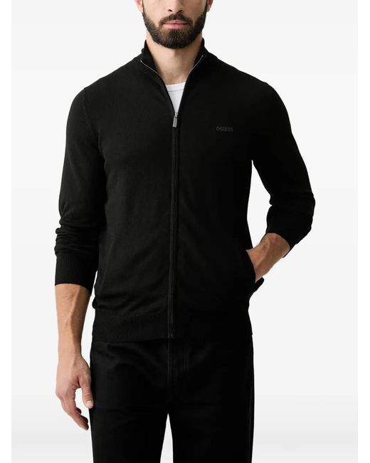 Guess Black Zip-Up Cardigan for men